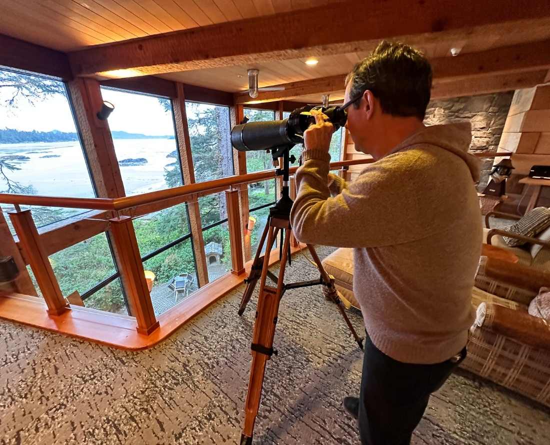 Wickaninnish Inn managing director, Charles McDiarmid in library at the Pointe building