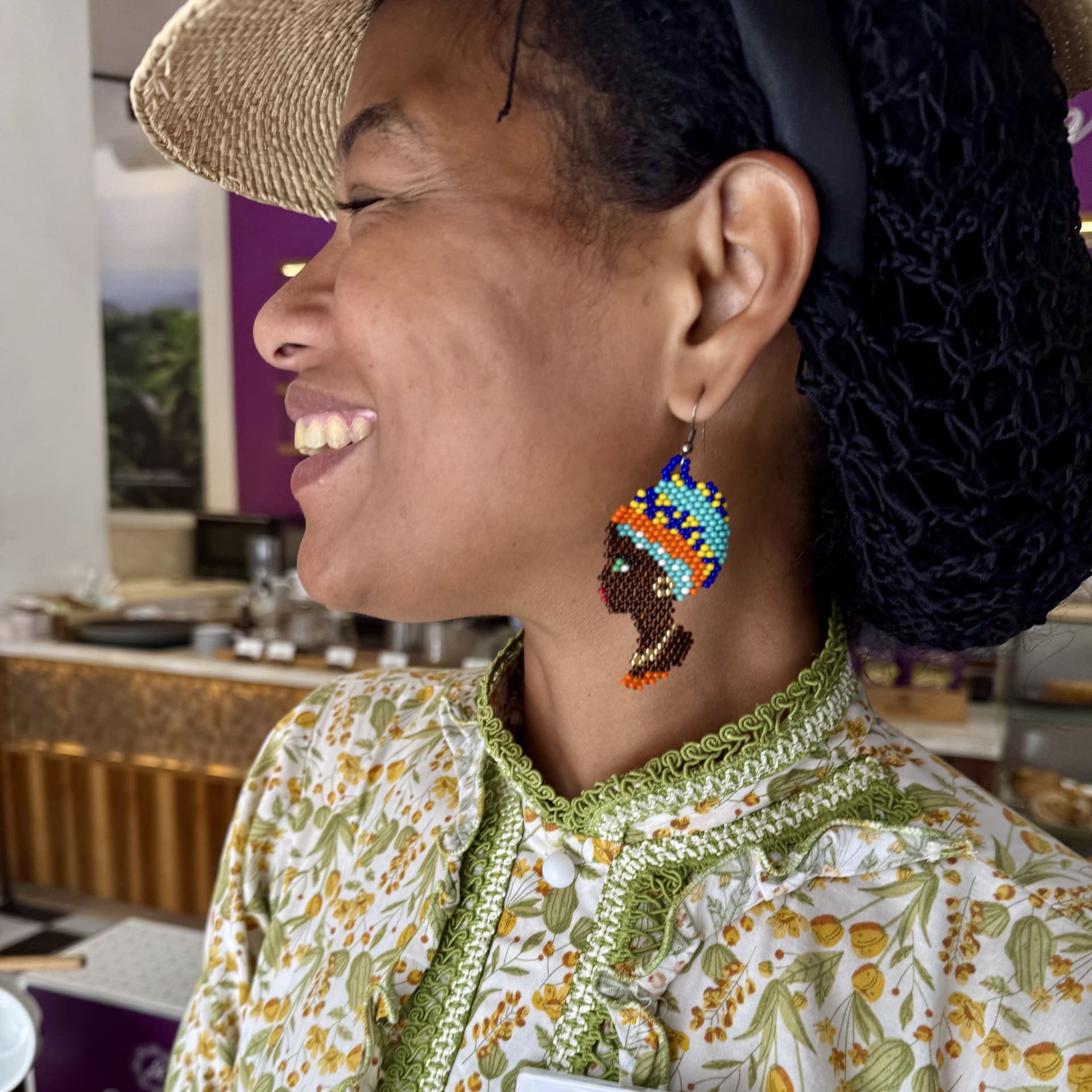 Tour leader Andrea De La Hoz Gaviria’s earrings depicted Palenqueras