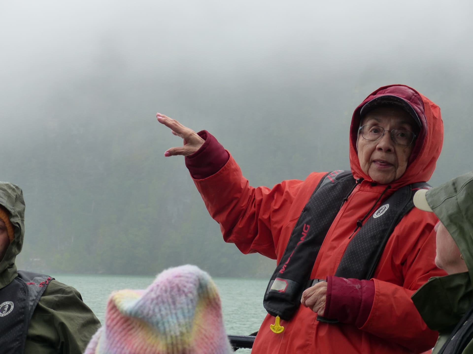 Louisa Smith of the Haisla First Nation in the Great Bear Rainforest shares information with Cascadia passengers