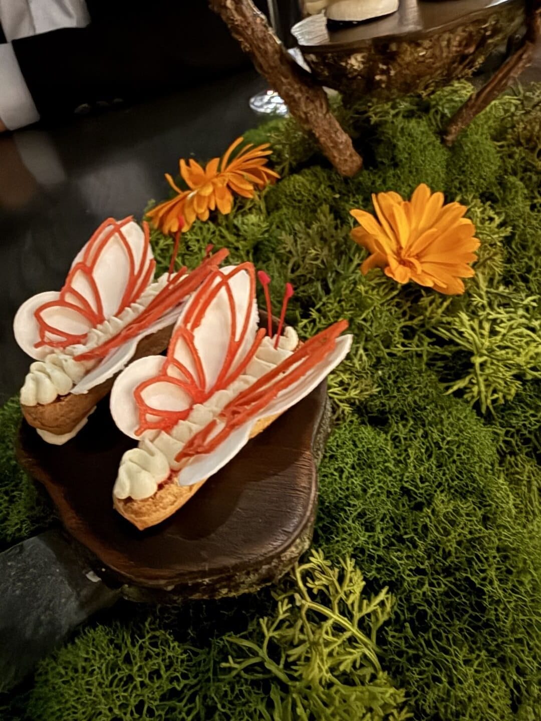 Butterfly-shaped pastries at Tanière³