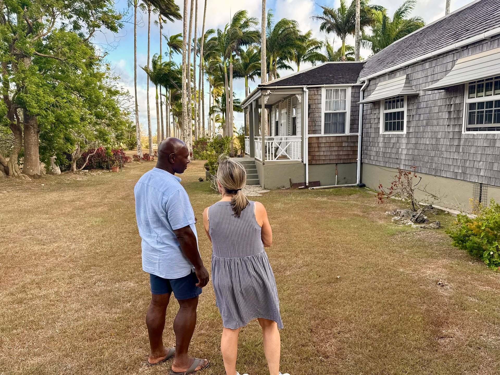 Franklyn Jeffers takes a guest on a tour of the couple's former plantation home. 